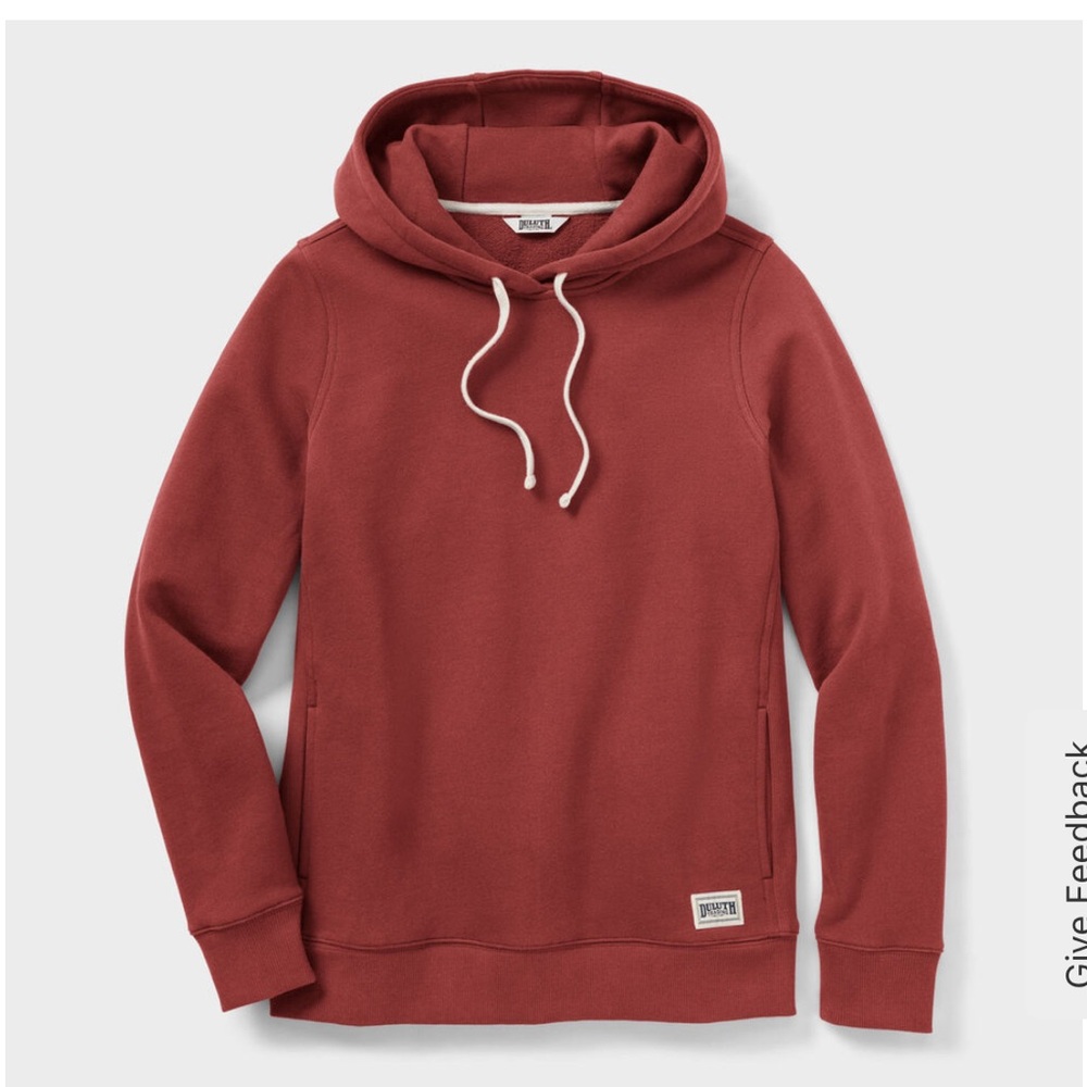 Duluth Trading Co Rust Red Hooded Sweatshirt with Drawstring